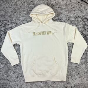 Pleasures LLC. White Pullover Hoodie Spellout Mens Size Large NEW